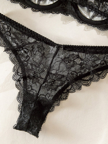 Lace Trim Leopard Print Lingerie Set